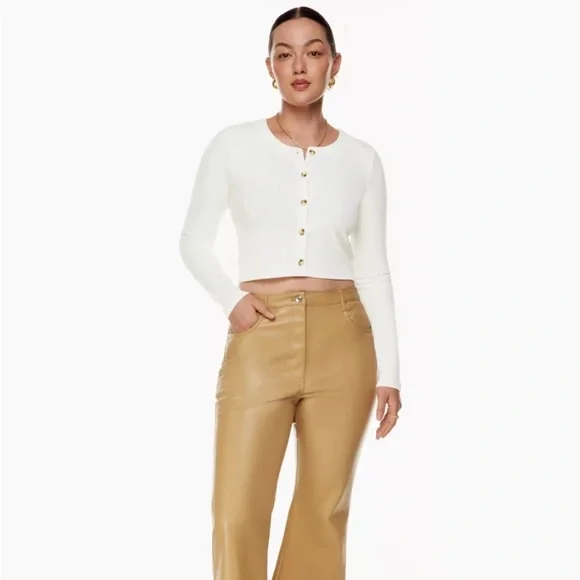 ARITZIA WILFRED Neptune Long Sleeve Button-up Sweater in Spiced Burgundy Size L - Picture 3 of 5